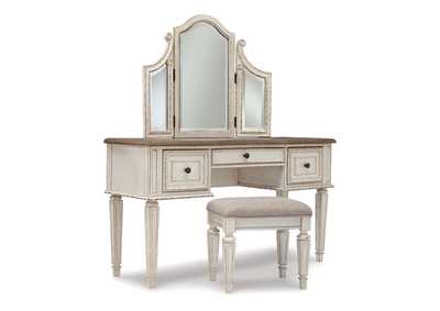 Image for Realyn Vanity and Mirror with Stool