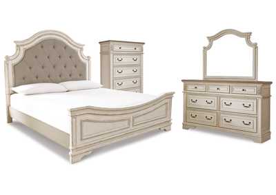 Realyn Queen Panel Bed, Dresser, Mirror and Chest