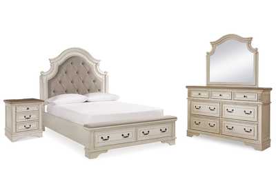 Image for Realyn Queen Upholstery Panel Bed, Dresser, Mirror and Nightstand