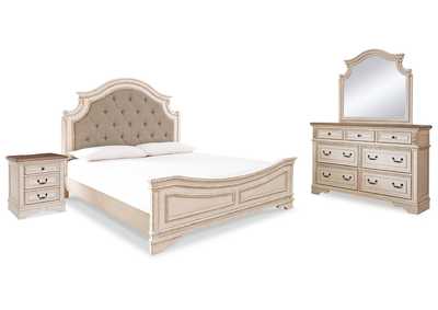Realyn California King Panel Bed, Dresser, Mirror and Nightstand