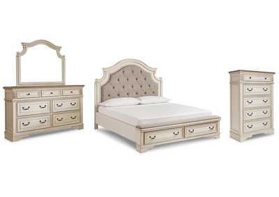 Image for Realyn California King Upholstered Bed with Mirrored Dresser and Chest