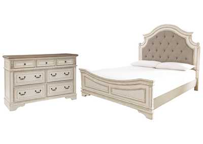 Image for Realyn Queen Upholstered Panel Bed with Dresser