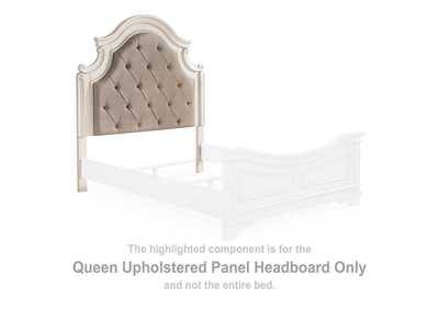 Realyn Queen Upholstery Panel Bed, Dresser, Chest, Nightstand, and Vanity Set,Signature Design By Ashley
