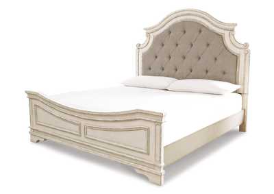 Realyn King Upholstered Panel Bed with Mirrored Dresser and Chest,Signature Design By Ashley