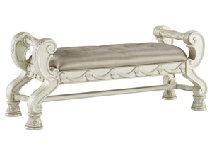 Image for Cassimore Pearl Silver Large Upholstered Bedroom Bench