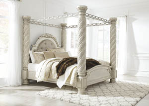 Image for Cassimore Pearl Silver King Upholstered Canopy Bed