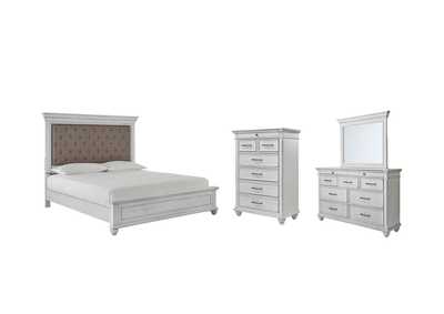 Kanwyn Queen Panel Bed with Mirrored Dresser and Chest