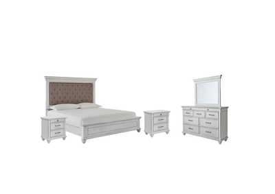 Kanwyn Queen Panel Bed with Mirrored Dresser and 2 Nightstands