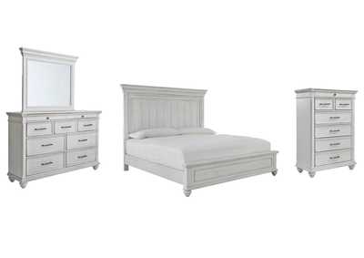 Kanwyn King Panel Bed with Mirrored Dresser and Chest