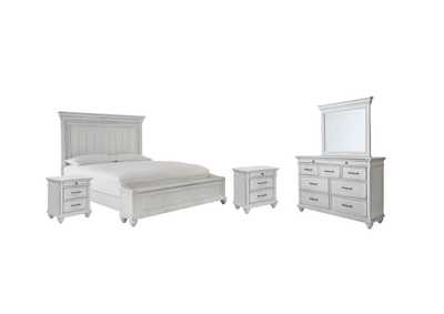 Kanwyn Queen Panel Bed with Storage with Mirrored Dresser and 2 Nightstands