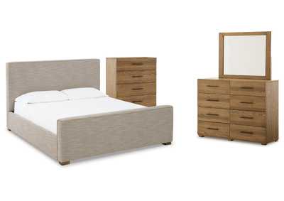 Image for Dakmore King Upholstered Bed with Mirrored Dresser and Chest