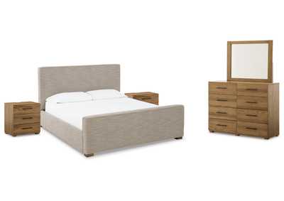 Image for Dakmore King Upholstered Bed with Mirrored Dresser and 2 Nightstands