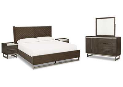 Arkenton Queen Panel Bed with Mirrored Dresser and 2 Nightstands