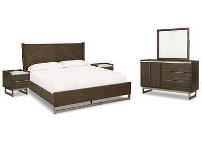 Arkenton California King Panel Bed with Mirrored Dresser and 2 Nightstands,Ashley
