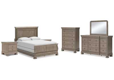 Image for Lexorne Queen Sleigh Bed with Mirrored Dresser, Chest and 2 Nightstands