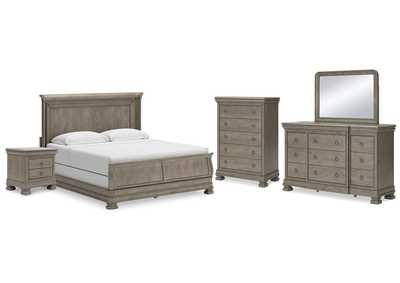 Image for Lexorne King Sleigh Bed with Mirrored Dresser, Chest and Nightstand