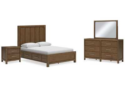 Cabalynn Queen Panel Bed with Storage with Mirrored Dresser and Nightstand