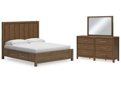 Cabalynn King Panel Bed with Storage with Mirrored Dresser