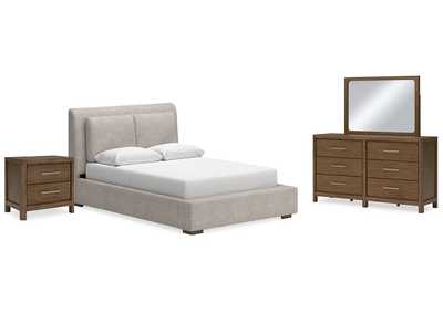 Image for Cabalynn Queen Upholstered Bed with Mirrored Dresser and Nightstand