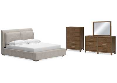 Image for Cabalynn California King Upholstered Bed with Mirrored Dresser and Chest