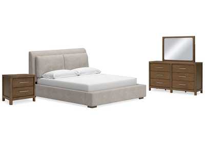 Image for Cabalynn California King Upholstered Bed with Mirrored Dresser and Nightstand