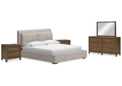 Image for Cabalynn California King Upholstered Bed with Mirrored Dresser and 2 Nightstands