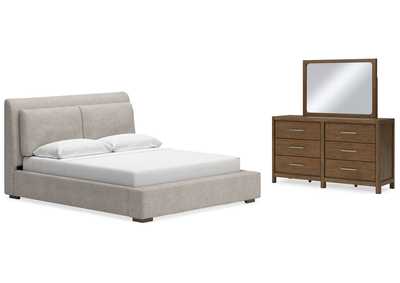 Image for Cabalynn California King Upholstered Bed with Mirrored Dresser