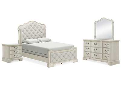 Arlendyne Queen Upholstered Bed with Mirrored Dresser and Nightstand