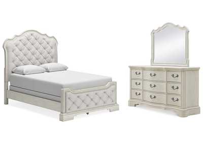 Arlendyne Queen Upholstered Bed, Dresser and Mirror