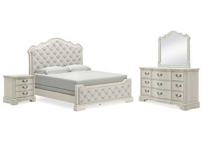 Arlendyne California King Upholstered Bed with Mirrored Dresser and Nightstand