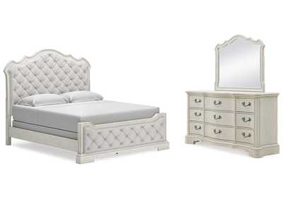 Arlendyne California King Upholstered Bed with Mirrored Dresser