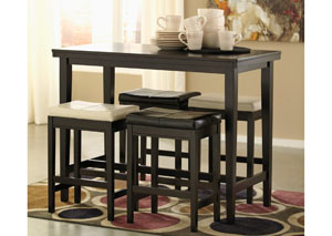 Image for Kimonte Rectangular Counter Height Table w/ 2 Ivory & 2 Dark Brown Barstools