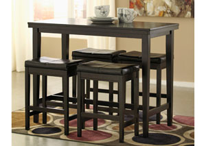 Image for Kimonte Rectangular Counter Height Table w/ 4 Dark Brown Barstools