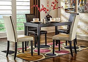 Image for Kimonte Rectangular Dining Table w/ 2 Dark Brown Chairs & 2 Ivory Chairs
