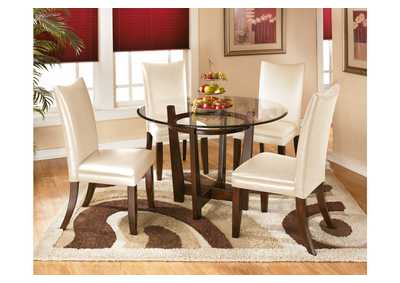 Image for Charell Round Dining Table w/ 4 Ivory Side Chairs