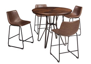 Image for Centiar Two-Tone Brown Round Dining Room Counter Table w/4 Upholstered Barstools