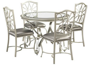 Image for Shollyn Silver Round Dining Room Table w/4 Upholstered Side Chairs