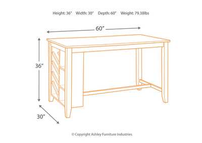 Rokane Brown Rectangular Counter Table w/Storage,Signature Design By Ashley