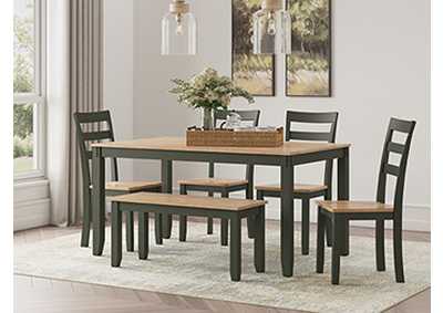 Image for Gesthaven Dining Table with 4 Chairs and Bench (Set of 6)
