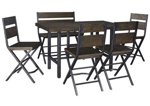 Image for Kavara Medium Brown Rectangular Dining Room Counter Table w/ 4 Side Chairs and Double Barstool