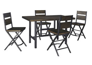 Image for Kavara Medium Brown Rectangular Dining Room Counter Table w/ 4 Stools