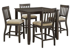 Image for Dresbar Grayish Brown Square Dining Room Counter Table w/4 Upholstered Barstools