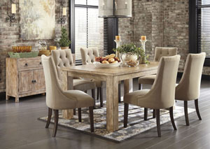 Image for Mestler Washed Brown Rectangular Dining Table w/ 4 Light Brown Upholstered Side Chairs