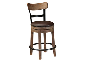 Image for Pinnadel Light Brown Upholstered Swivel Barstool