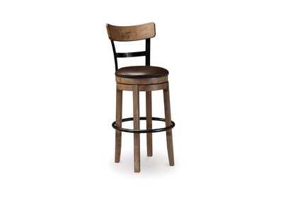 Image for Pinnadel Light Brown Tall Upholstered Swivel Barstool