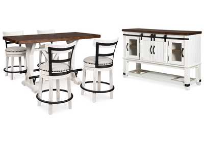 Image for Valebeck Counter Height Dining Table, 4 Barstools and Server
