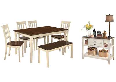 Image for Whitesburg Dining Table and 4 Chairs and Bench with Storage