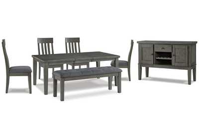 Hallanden Dining Table and 4 Chairs and Bench with Storage,Signature Design By Ashley