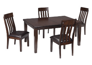 Image for Haddigan Dark Brown Rectangle Dining Room Extension Table w/ 4 Upholstered Side Chairs