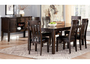 Image for Haddigan Dark Brown Rectangle Dining Room Extension Table w/ 6 Upholstered Side Chairs